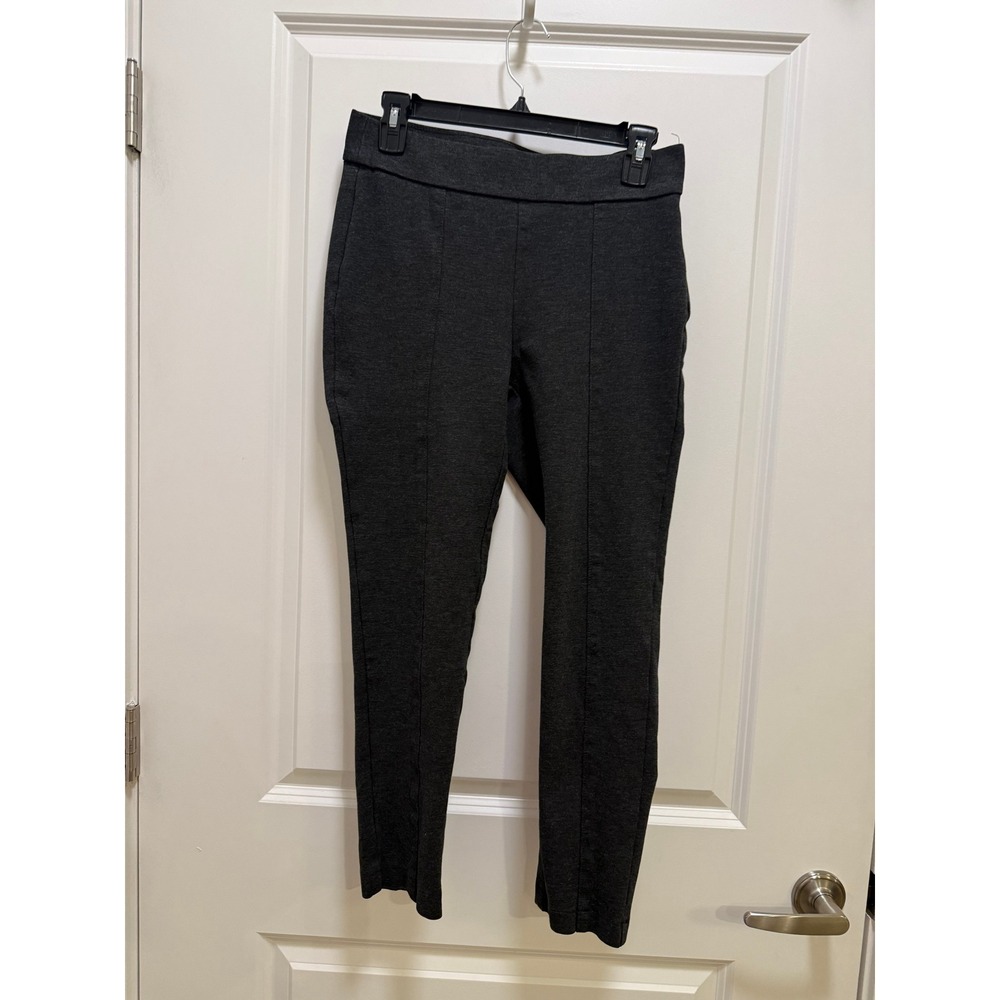 Anne Klein Charcoal Gray Heather Pull On Skinny Seamed Pants Size M